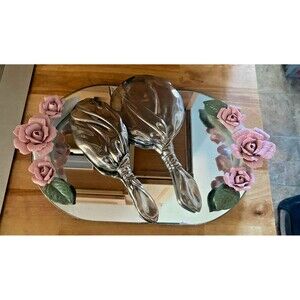 Vintage Godinger Silver Tone Vanity Set (1988) – Hand Mirror & Hair Brush